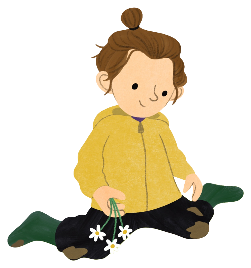 Illustratie kind met bloemen kinderdagverblijf